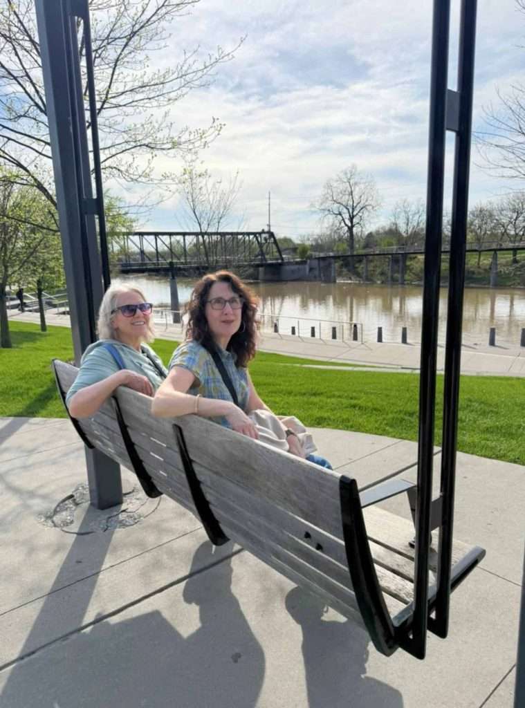 A Girls Trip to Fort Wayne With the Unexpected 8 Fort Wayne Riverfront Bench Swing