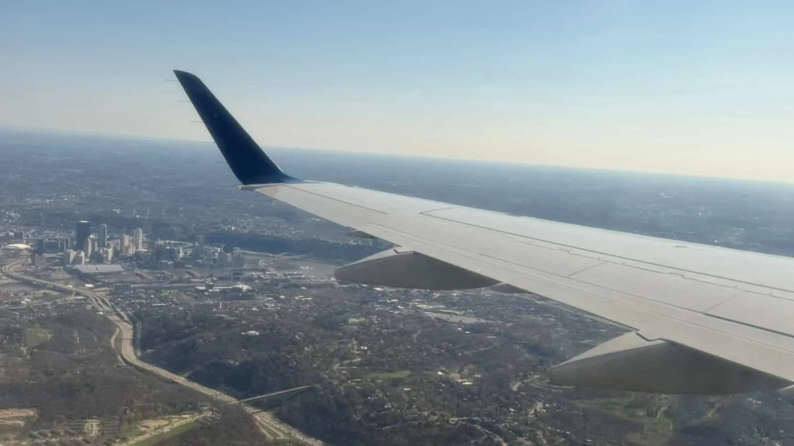 Airplane over Pittsburgh Sky Landing
