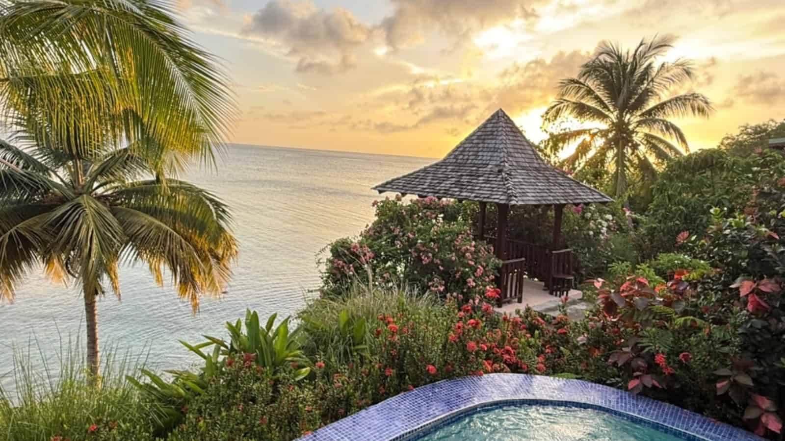 When the Family Travel Plans Fell Apart, We Found Exactly What We Needed 9 Calabash Cove Resort and Spa Plunge Pool and Beach View Sunset