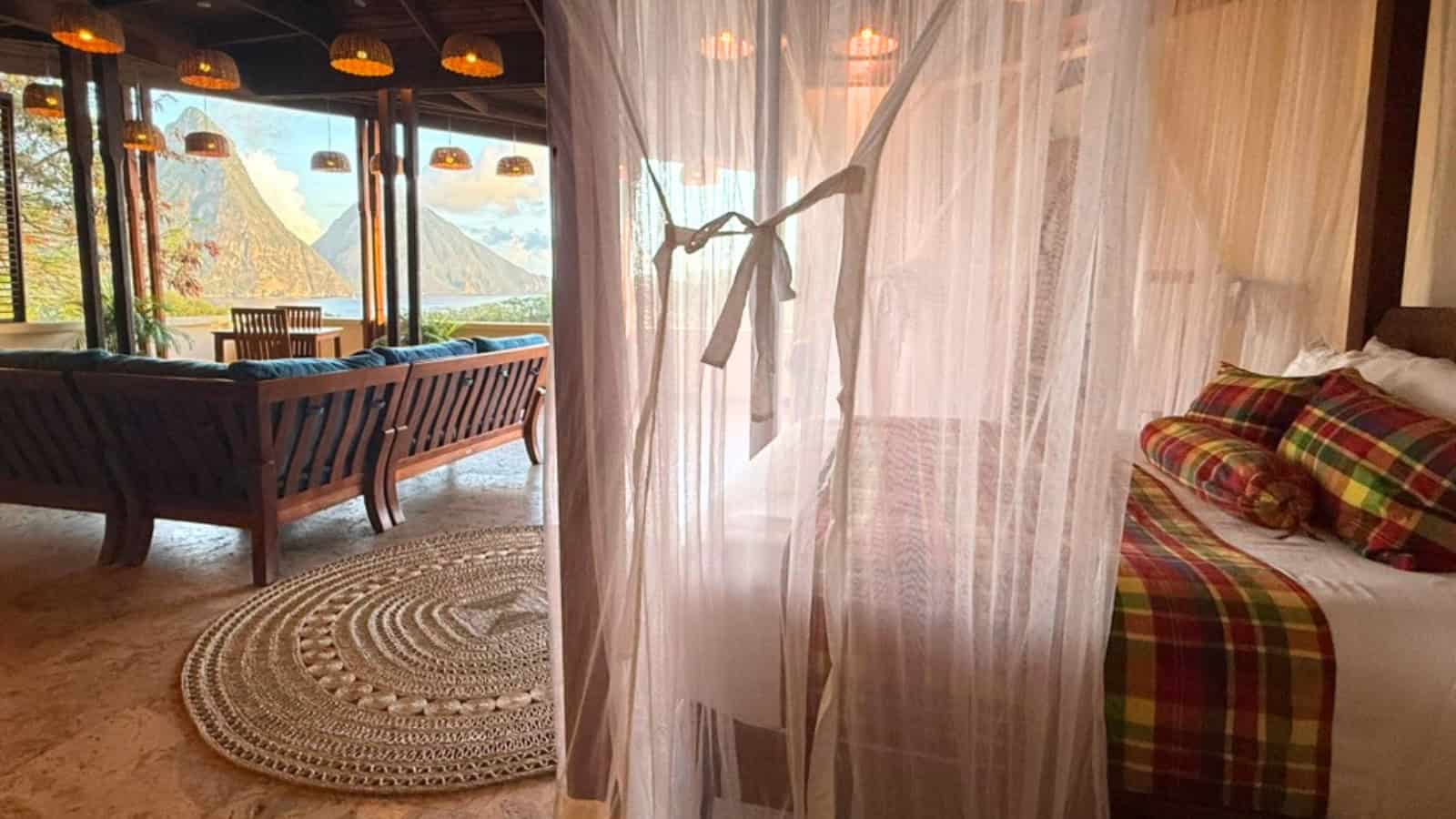 When the Family Travel Plans Fell Apart, We Found Exactly What We Needed 5 View of Pitons Anse Chastanet hotel room open air